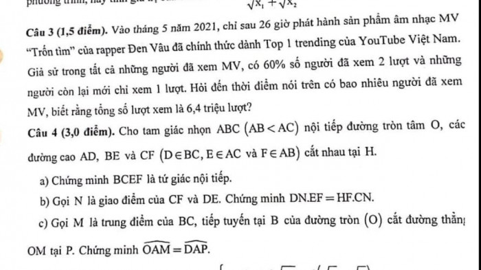 MV "Trốn tìm" của Đen Vâu được đưa vào đề thi Toán lớp 10 ở Nghệ An