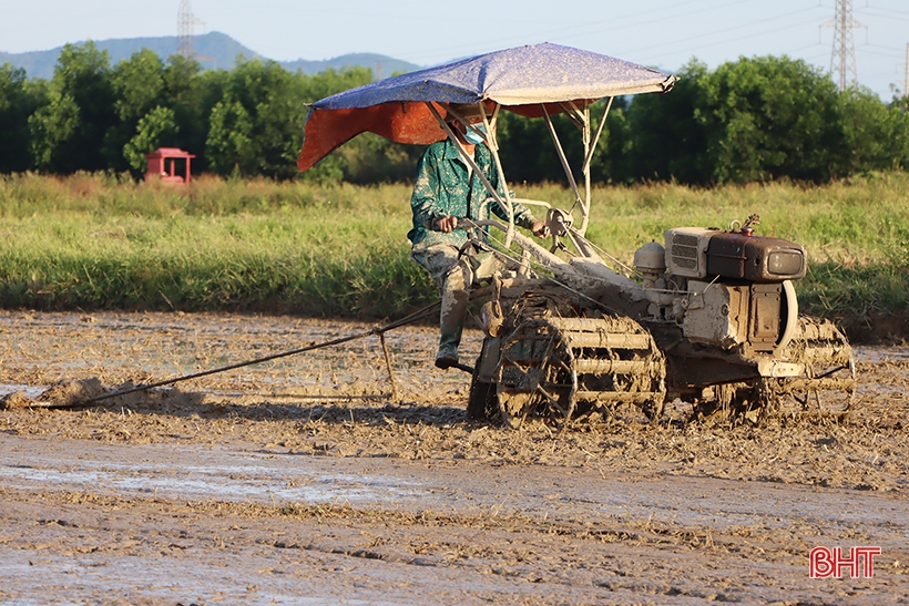 Hà Tĩnh: Thợ cày “trốn” nóng làm xuyên đêm hỗ trợ nhà nông gieo cấy sớm