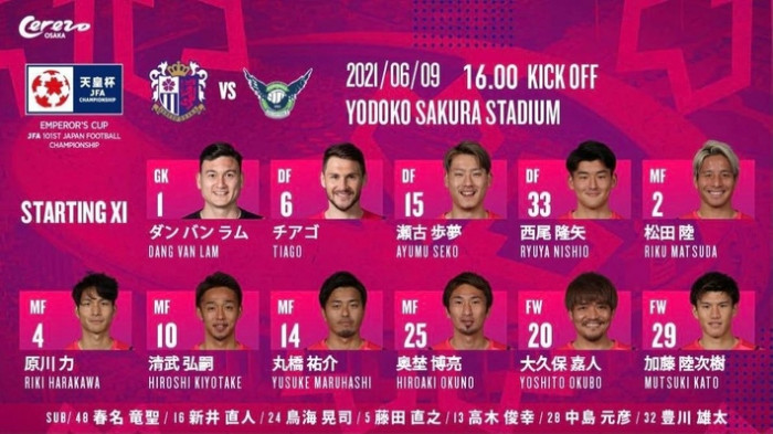 Đặng Văn Lâm giữ sạch lưới trong lần đầu bắt chính cho Cerezo Osaka