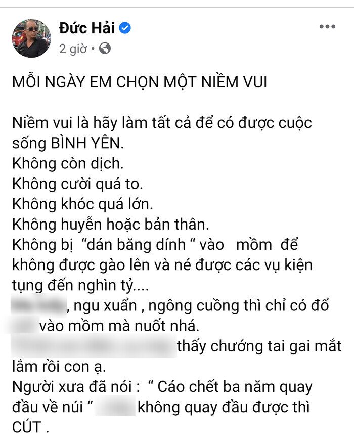 Bị chỉ trích nói tục tĩu, NSƯT Đức Hải lên tiếng kêu oan