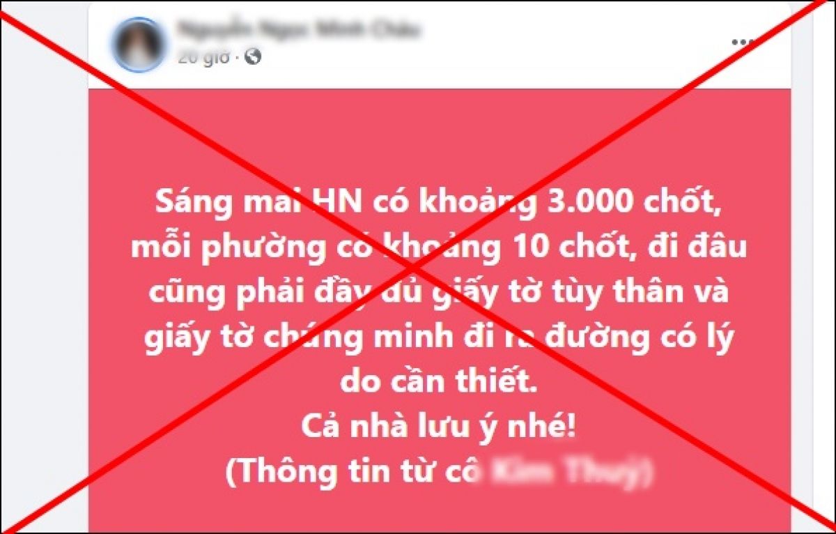 Truy tìm kẻ tung tin đồn Hà Nội lập 3.000 chốt phòng chống dịch COVID-19