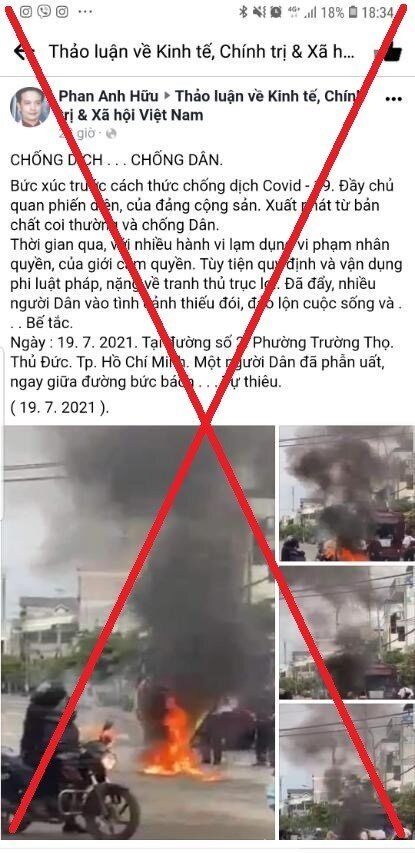 Người đàn ông 60 tuổi tung tin "phản ứng cách chống dịch, dân tự thiêu"