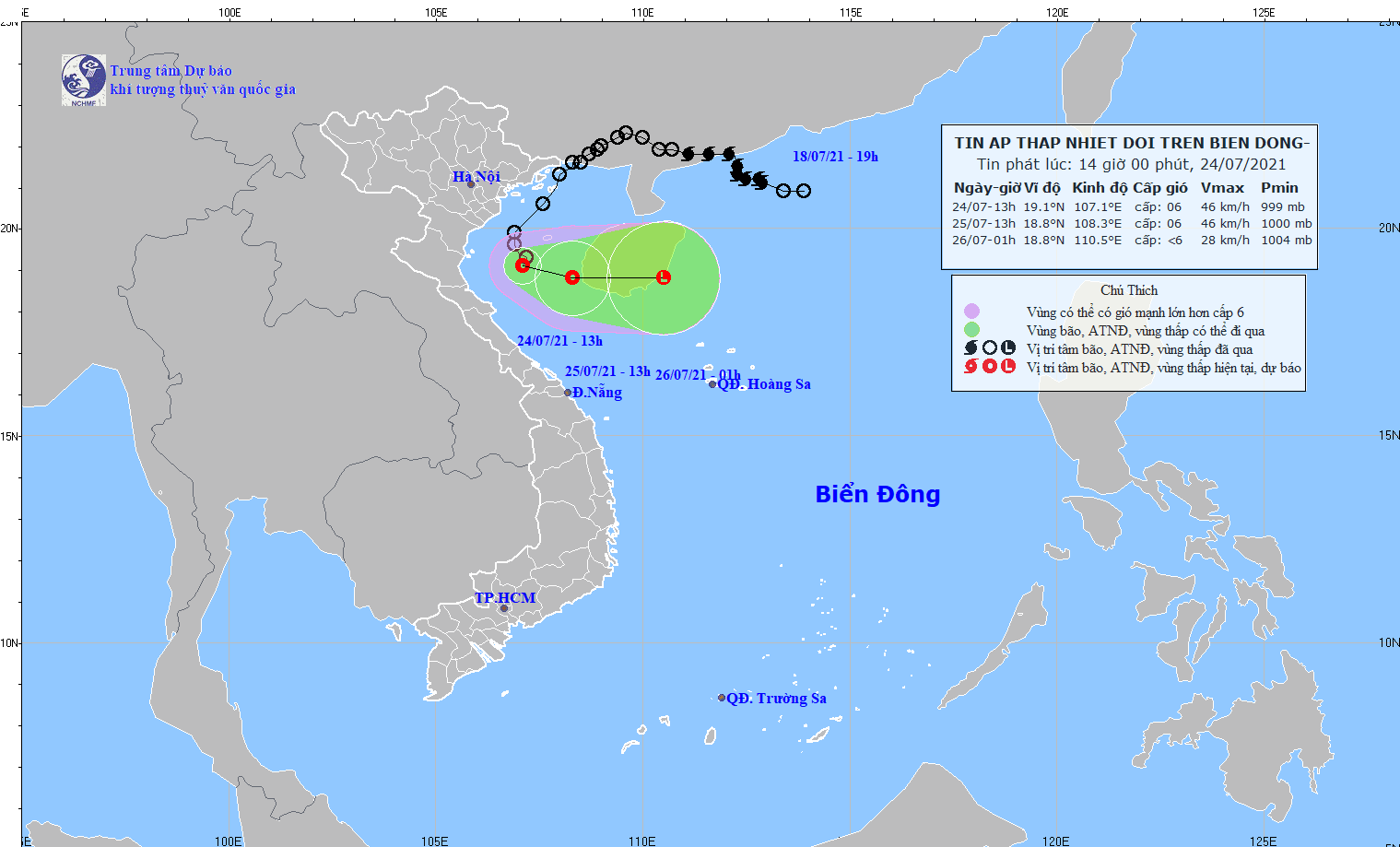 Áp thấp nhiệt đới cách bờ biển Thanh Hóa khoảng 130km, vùng biển Hà Tĩnh gió giật cấp 8