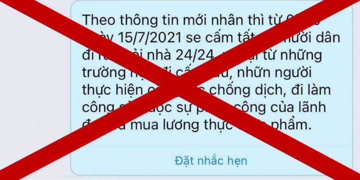 Tin cấm người dân TP.HCM ra khỏi nhà 24/24 từ 0h ngày 15/7 là xuyên tạc