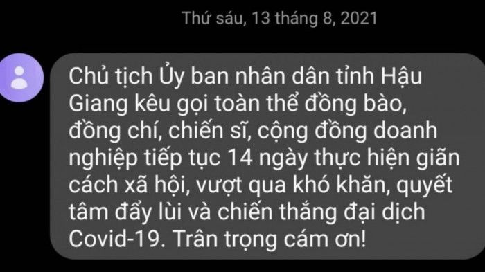 Bác thông tin Hậu Giang giãn cách xã hội thêm 14 ngày