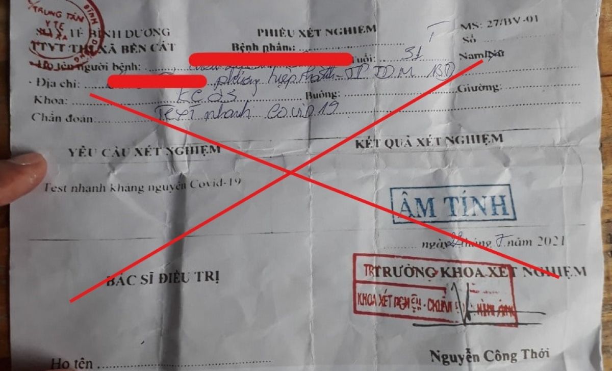 Mua giấy xét nghiệm&nbsp;giả để “thông chốt” kiểm soát ở Bình Dương