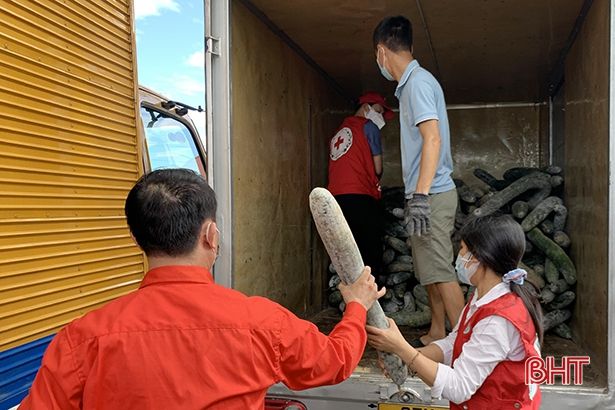 Hội Chữ thập đỏ Nghệ An hỗ trợ vật tư y tế, thực phẩm giúp người dân Hà Tĩnh chống dịch Covid-19