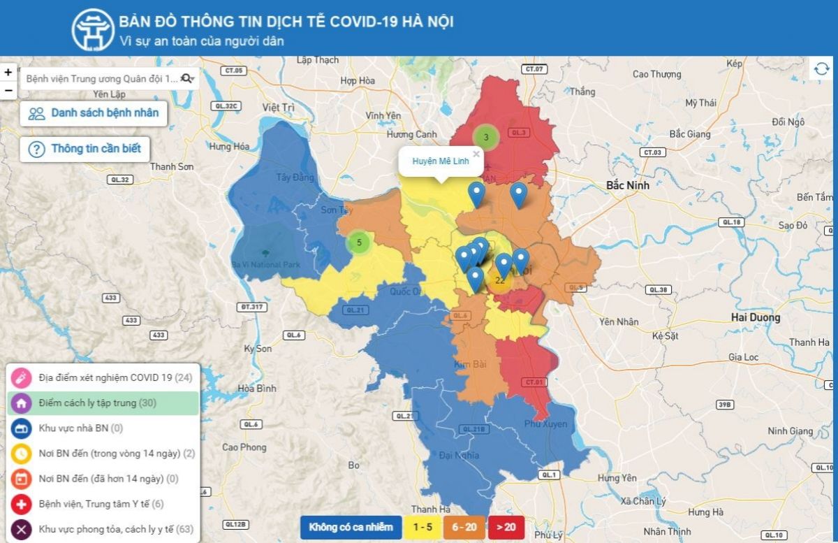 Hà Nội ra mắt bản đồ thông tin dịch tễ COVID-19