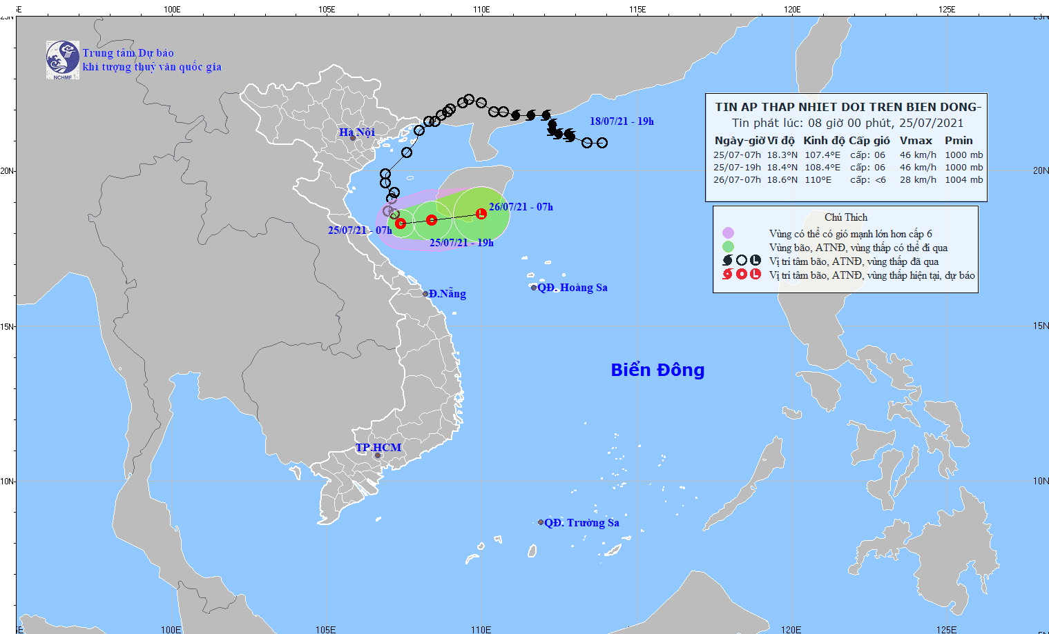 Áp thấp nhiệt đới cách bờ biển Hà Tĩnh khoảng 120km, lượng mưa giảm