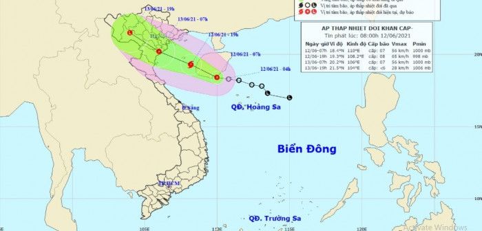 Tối nay, áp thấp nhiệt đới mạnh lên bão số 2 giật cấp 10 tiến vào đất liền