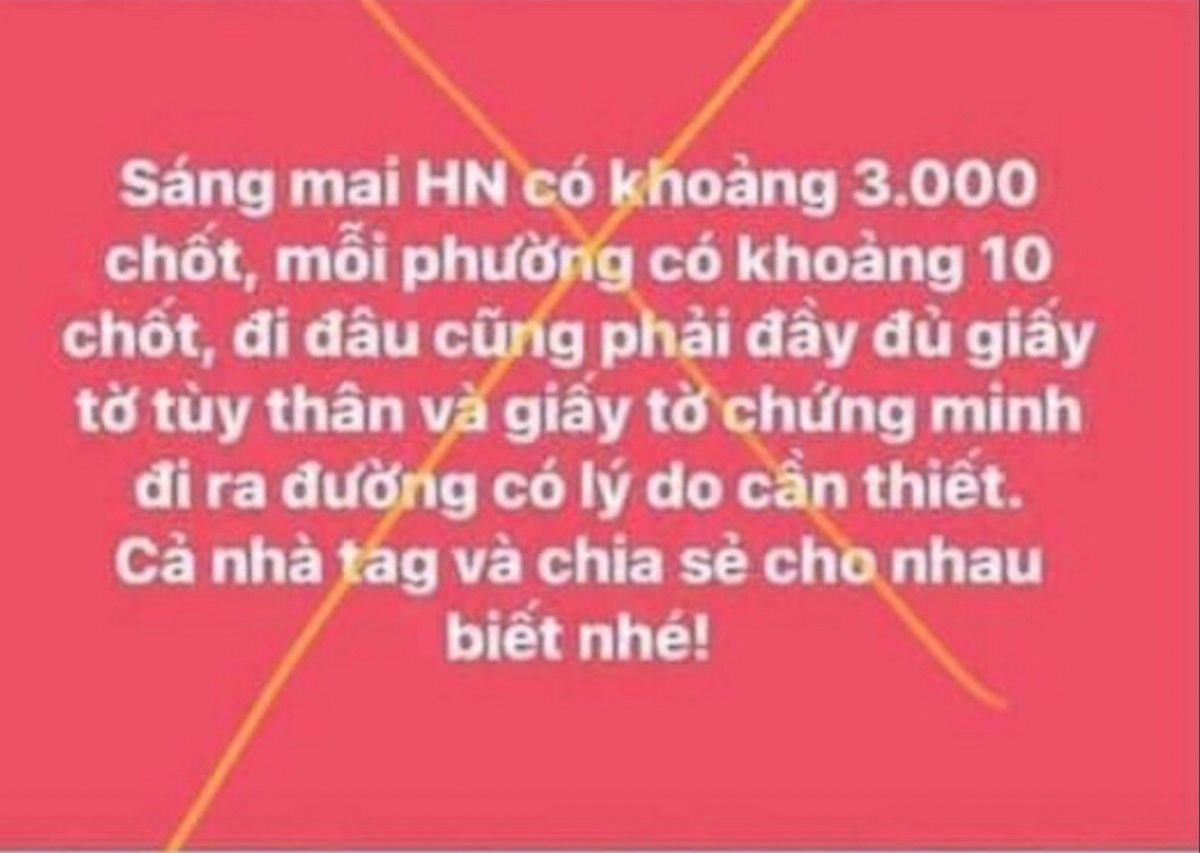 Tung tin thất thiệt "Hà Nội có khoảng 3.000 chốt", một cá nhân bị phạt 12,5 triệu đồng