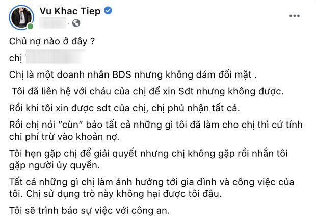 Vũ Khắc Tiệp nói gì về "phốt" bị người dưng đến tận nhà 1.800m2 đòi nợ?