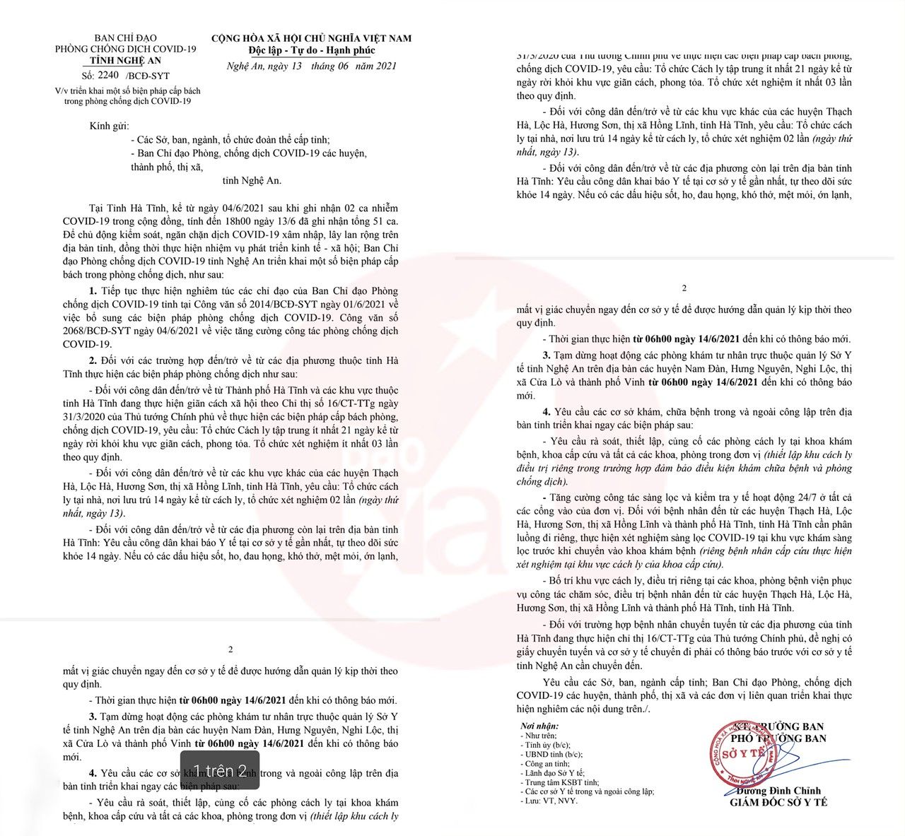 Nghệ An: Người đến từ 5 địa phương có dịch của Hà Tĩnh phải cách ly ít nhất 21 ngày