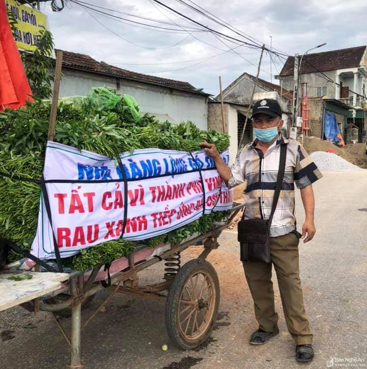 Chuyện người đàn ông quê lúa gom rau, củ, quả chở xe kéo đi hỗ trợ người dân thành phố Vinh