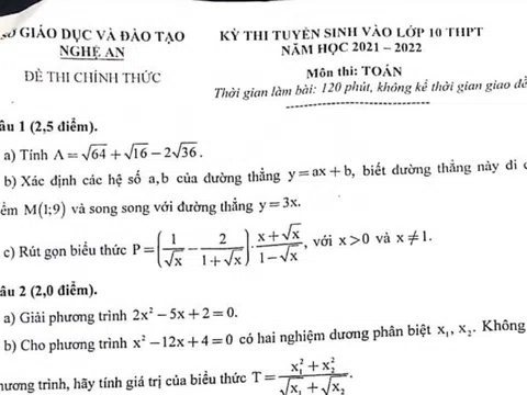 Học sinh dễ đạt điểm 7 với đề thi Toán vào 10 của Nghệ An