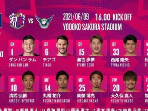 Đặng Văn Lâm giữ sạch lưới trong lần đầu bắt chính cho Cerezo Osaka