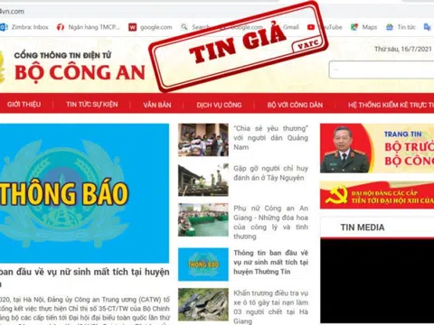 Giả mạo Cổng thông tin điện tử Bộ công an để lừa đảo