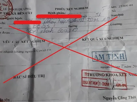 Mua giấy xét nghiệm giả để “thông chốt” kiểm soát ở Bình Dương