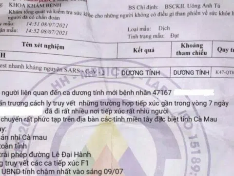 Cà Mau: Tài xế làm giả phiếu xét nghiệm bị phạt 7,5 triệu đồng