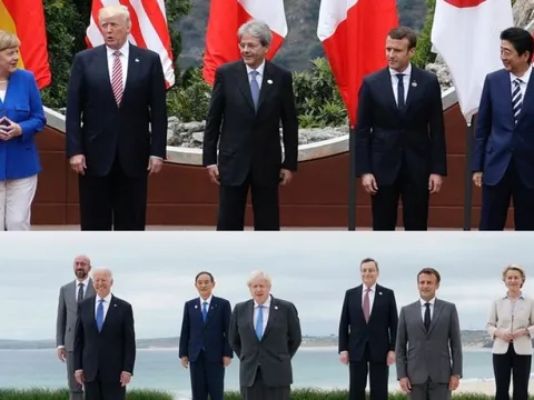 Đằng sau bức ảnh tập thể tiết lộ sự đối lập giữa Trump và Biden ở Thượng đỉnh G7
