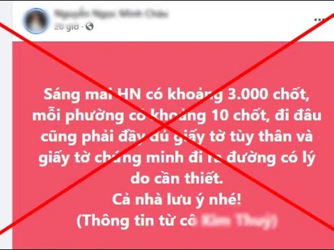 Truy tìm kẻ tung tin đồn Hà Nội lập 3.000 chốt phòng chống dịch COVID-19