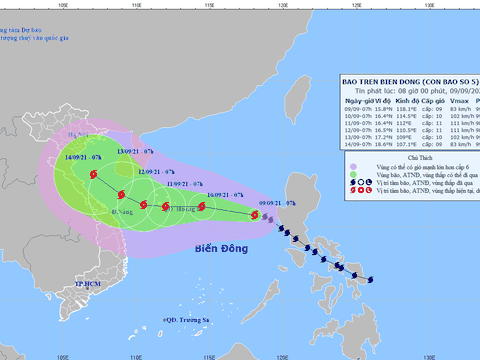 Bão số 5 tiến gần quần đảo Hoàng Sa và tiếp tục mạnh thêm