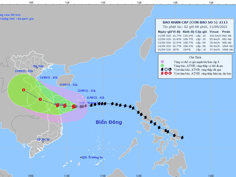 Bão số 5 cách bờ biển Quảng Trị - Quảng Nam khoảng 230km