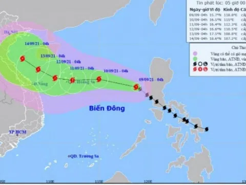 Bão Côn Sơn liên tiếp mạnh thêm trong 2 ngày tới, đất liền mưa lớn