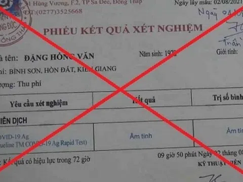 Khởi tố 2 đối tượng làm giả 67 giấy xét nghiệm Covid-19