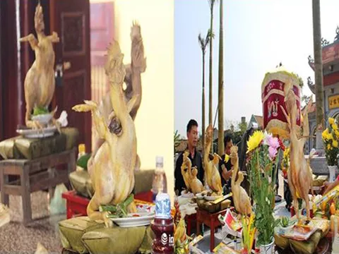 Hà Tĩnh: Kỳ lạ gà lễ “siêu mẫu“ với thế đứng, bay, quỳ... cúng Rằm tháng Giêng độc đáo
