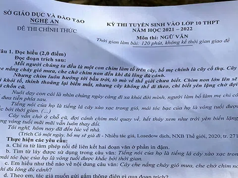 Thi vào 10 tại Nghệ An: Đề Ngữ văn hay nhưng không dễ viết