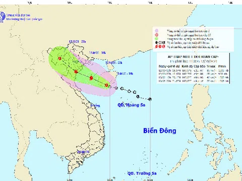 Áp thấp nhiệt đới có khả năng mạnh thành bão đang hướng vào đất liền