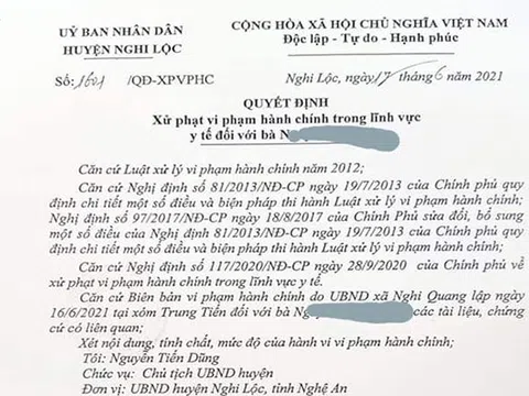 Nghệ An: Xử phạt chủ quán ăn vì vi phạm quy định phòng, chống dịch Covid-19