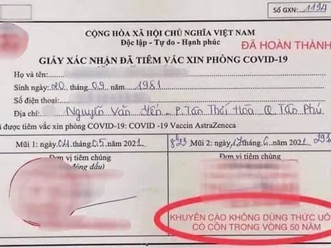 Thực hư "Khuyến cáo không dùng thức uống có cồn trong vòng 50 năm" sau tiêm vắc-xin Covid-19