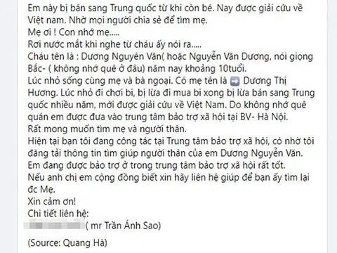 Hình ảnh cháu bé 10 tuổi bị bán sang Trung Quốc lan truyền trên mạng là ảnh chế