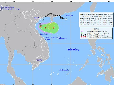 Áp thấp nhiệt đới cách bờ biển Thanh Hóa khoảng 130km, vùng biển Hà Tĩnh gió giật cấp 8