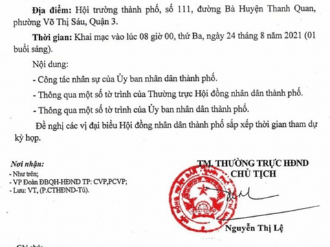 Ngày 24/8, bầu Chủ tịch UBND TP.HCM thay ông Nguyễn Thành Phong