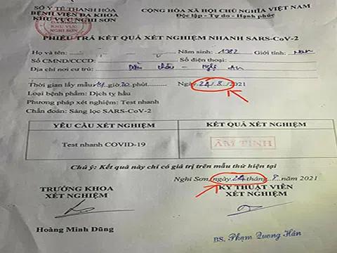 Nghệ An: Phát hiện tài xế sửa phiếu xét nghiệm test nhanh để lưu thông trên đường