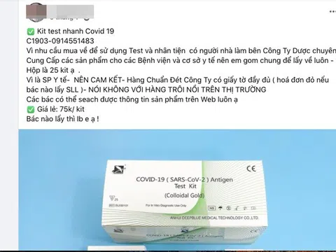 Kit test nhanh Covid-19 rao bán tràn lan trên mạng, Tổng cục QLTT chỉ đạo khẩn