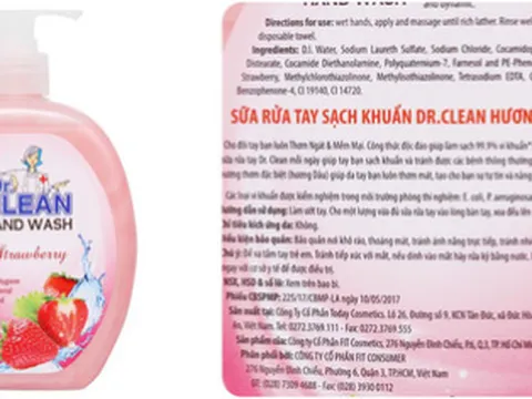 Bị thu hồi sữa rửa tay Dr.Clean Hương dâu: FIT Cosmetics nói là ‘sự cố hy hữu’