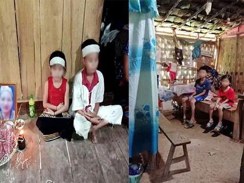 Nghệ An: 2 đứa trẻ co ro trong túp lều nát với tấm di ảnh mẹ