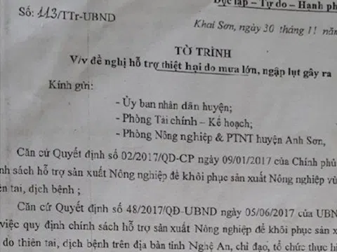 Khởi tố 2 cán bộ xã ở Anh Sơn liên quan việc chi trả tiền hỗ trợ sản xuất sau lụt bão