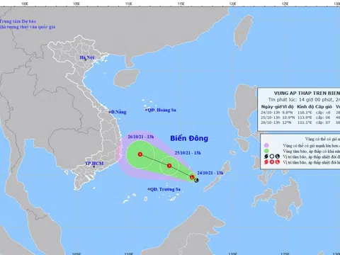 Xuất hiện vùng áp thấp trên Biển Đông cách đảo Song Tử Tây khoảng 270km