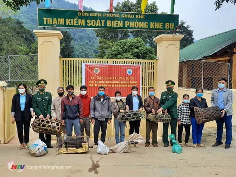 Bộ đội biên phòng Nghệ An tặng con giống cho các hộ nghèo khu vực biên giới