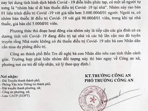 "Nhóm bác sĩ đi bán thuốc điều trị Covid-19 tại nhà" giở trò lừa đảo