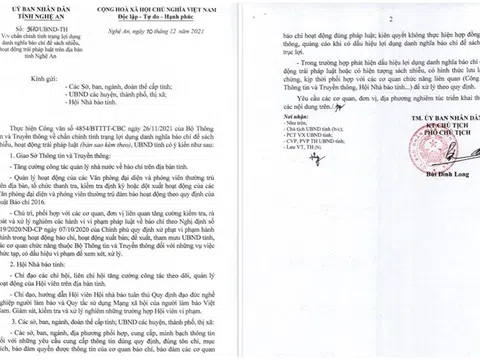 Nghệ An chấn chỉnh tình trạng lợi dụng danh nghĩa báo chí để sách nhiễu, hoạt động trái phép