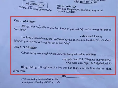 Đề thi môn Văn chọn học sinh giỏi của một tỉnh gây tranh cãi