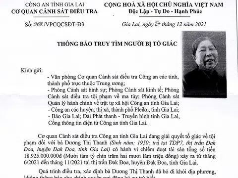 Cụ bà 72 tuổi lừa đảo 19 tỉ đồng, công an tìm bị hại