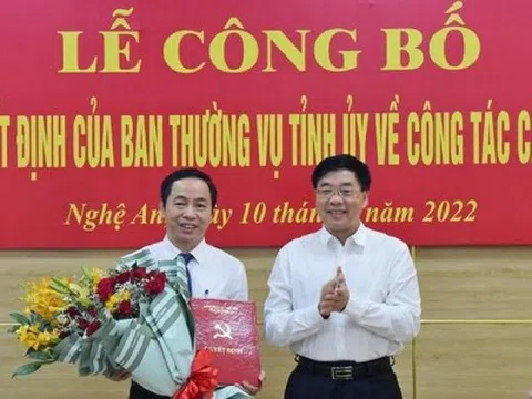 Giám đốc Sở Nội vụ giữ chức Phó trưởng Ban Tổ chức Tỉnh ủy Nghệ An