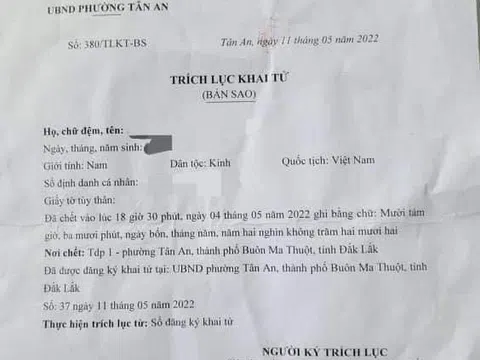 Bất ngờ mẹ đi khai tử cho con trai 3 tuổi dù còn sống